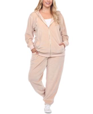 Plus Size Velour Tracksuit Loungewear 2-Piece Set