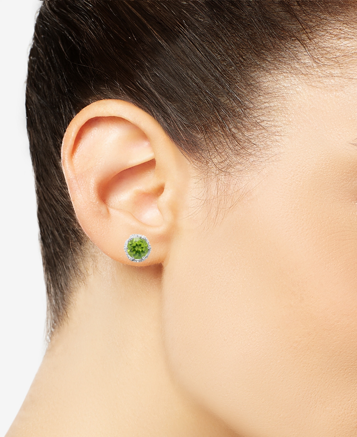 Rhodolite Garnet Stud Earrings (2 ct. t.w.) in Sterling Silver (Also in Amethyst, White Topaz, Citrine, & Blue Topaz) - Peridot