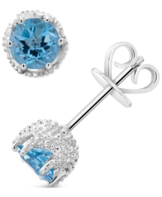 Macy's - Amethyst Stud Earrings (1-3/8 ct. t.w.) in Sterling Silver (Also in Blue Topaz, White Topaz, Citrine, Rhodolite Garnet, & Peridot)