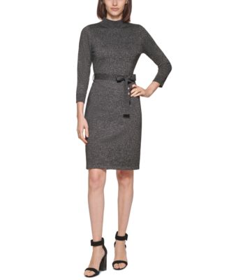 calvin klein belted sweater dress