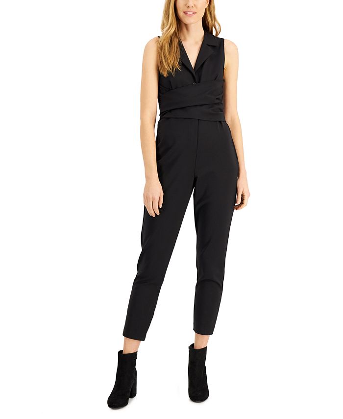 Donna Karan Sleeveless Wrap Jumpsuit - Macy's
