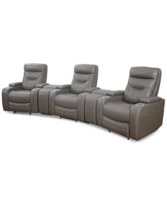 Jabarr 5-Pc. Beyond Leather Theater Seating with 2 Consoles, Created for Macy's