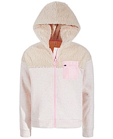 Big Girls Sherpa Yoke Zipper Hooded Jacket, Created for Macy's