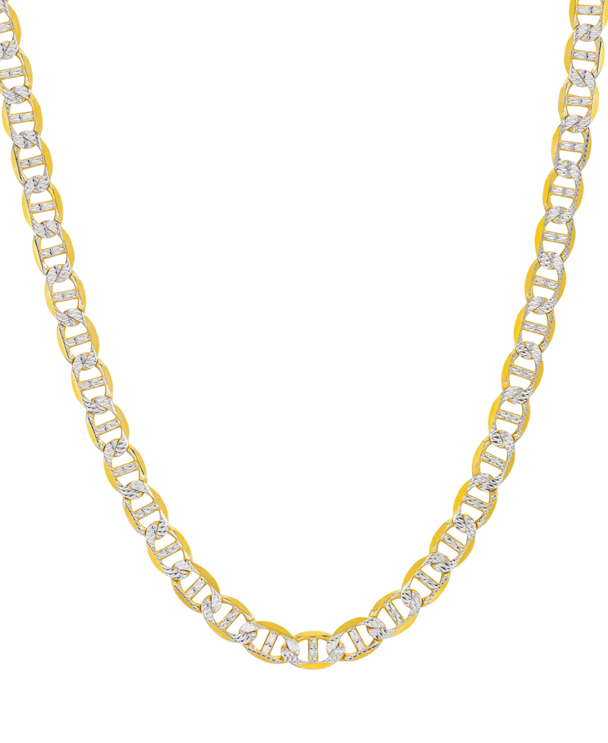 Men's Two-Tone Diamond Cut Mariner Link 24" Chain Necklace in Sterling Silver & 14k Gold-Plate - Two Tone