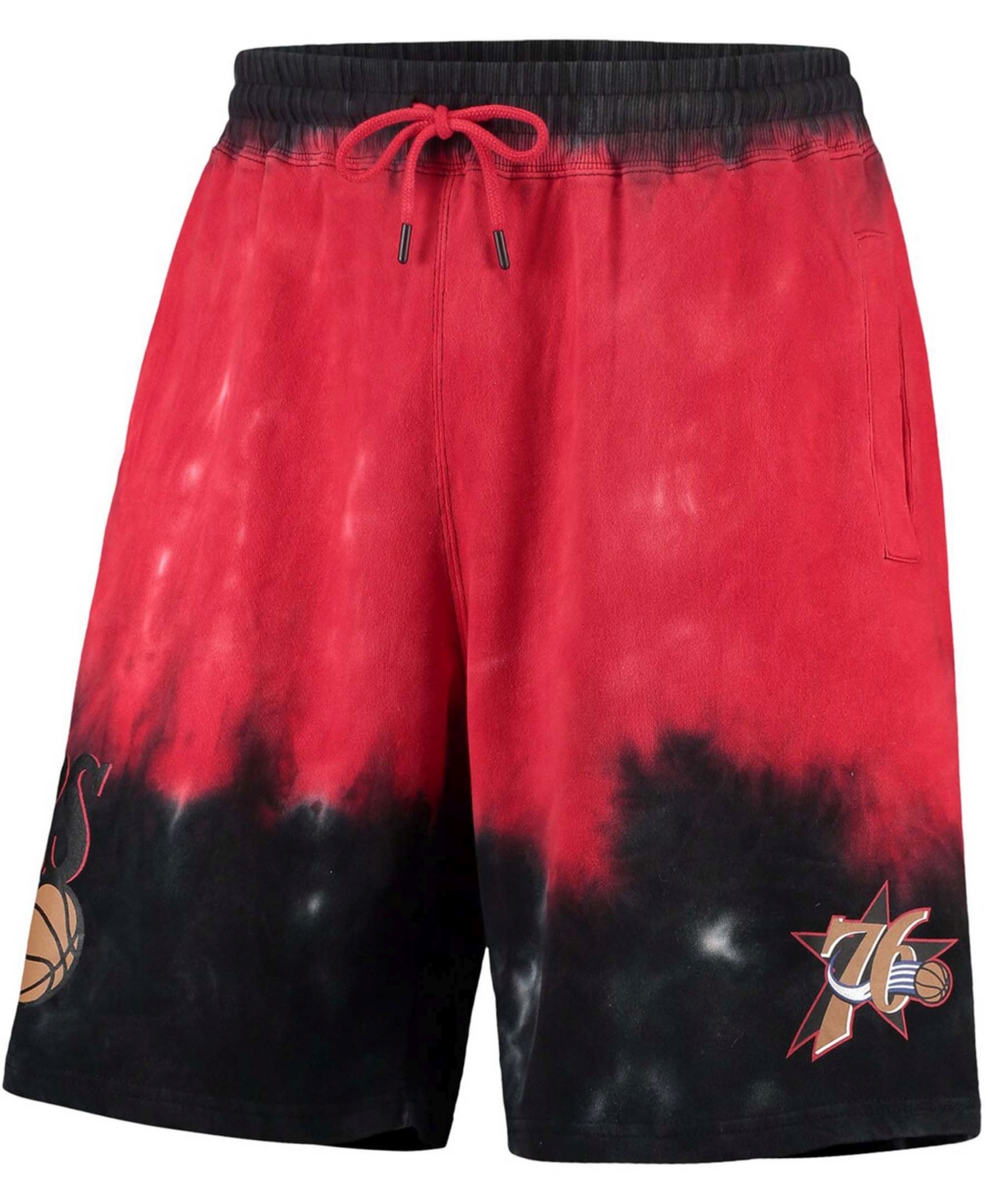 Shop Mitchell & Ness Men's Black, Red Philadelphia 76ers Hardwood Classics Terry Tie-dye Shorts In Black,red