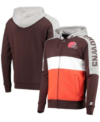 Starter Men's Brown, Orange Cleveland Browns Playoffs Color Block Full-Zip  Hoodie - Macy's