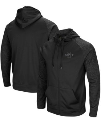 Men's Black Iowa State Cyclones Blackout 3.0 Tonal Raglan Full-Zip Hoodie