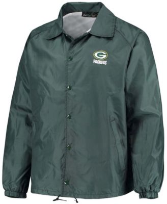 Men's Green Green Bay Packers Coaches Classic Raglan Full-Snap Windbreaker Jacket