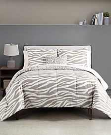 Nicole Zebra Reversible 12-Pc. Queen Comforter Set, Created for Macy's