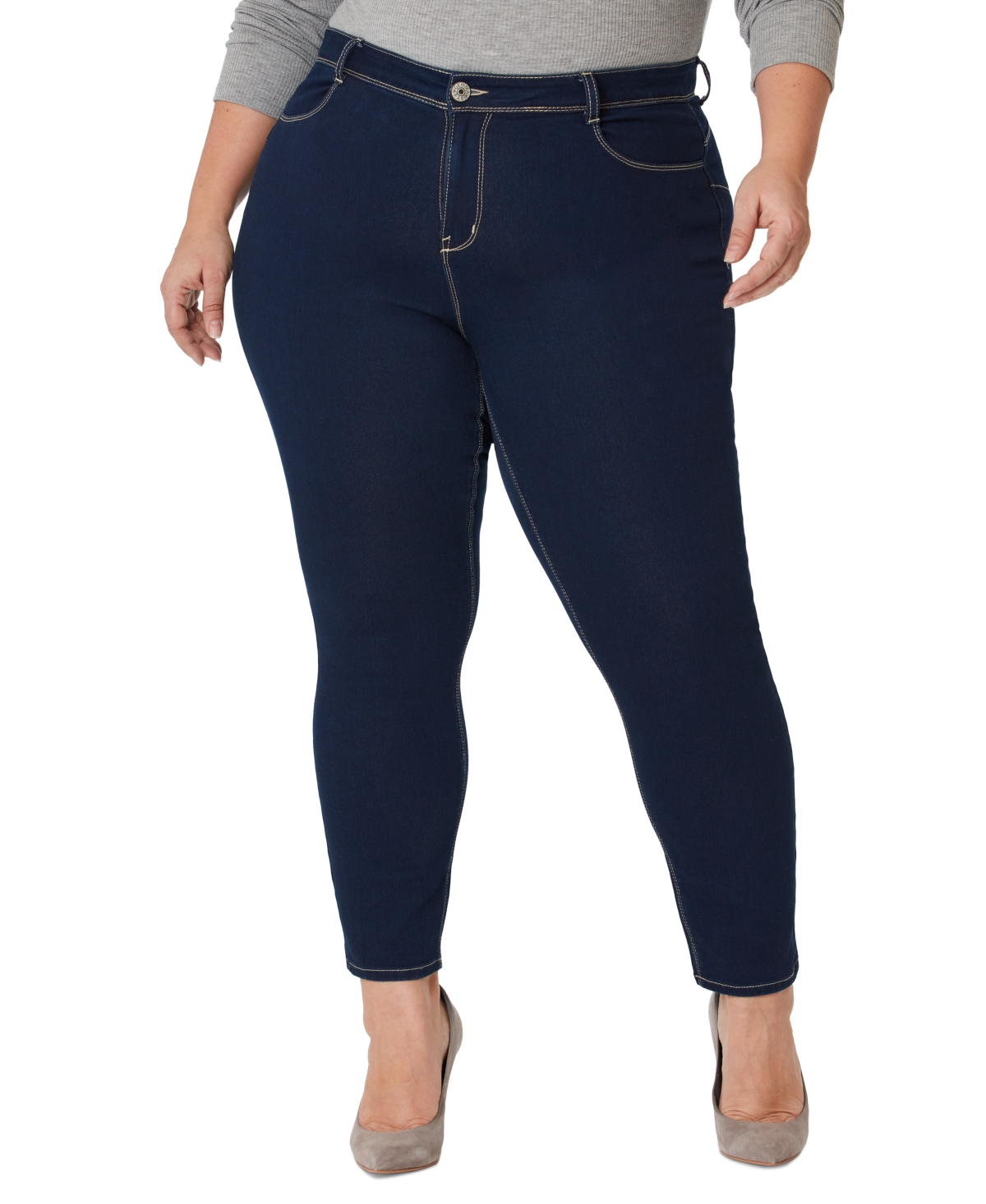 Gemma Rae Trendy Plus Size Anti Hip Dip Skinny Jeans In Justice | ModeSens