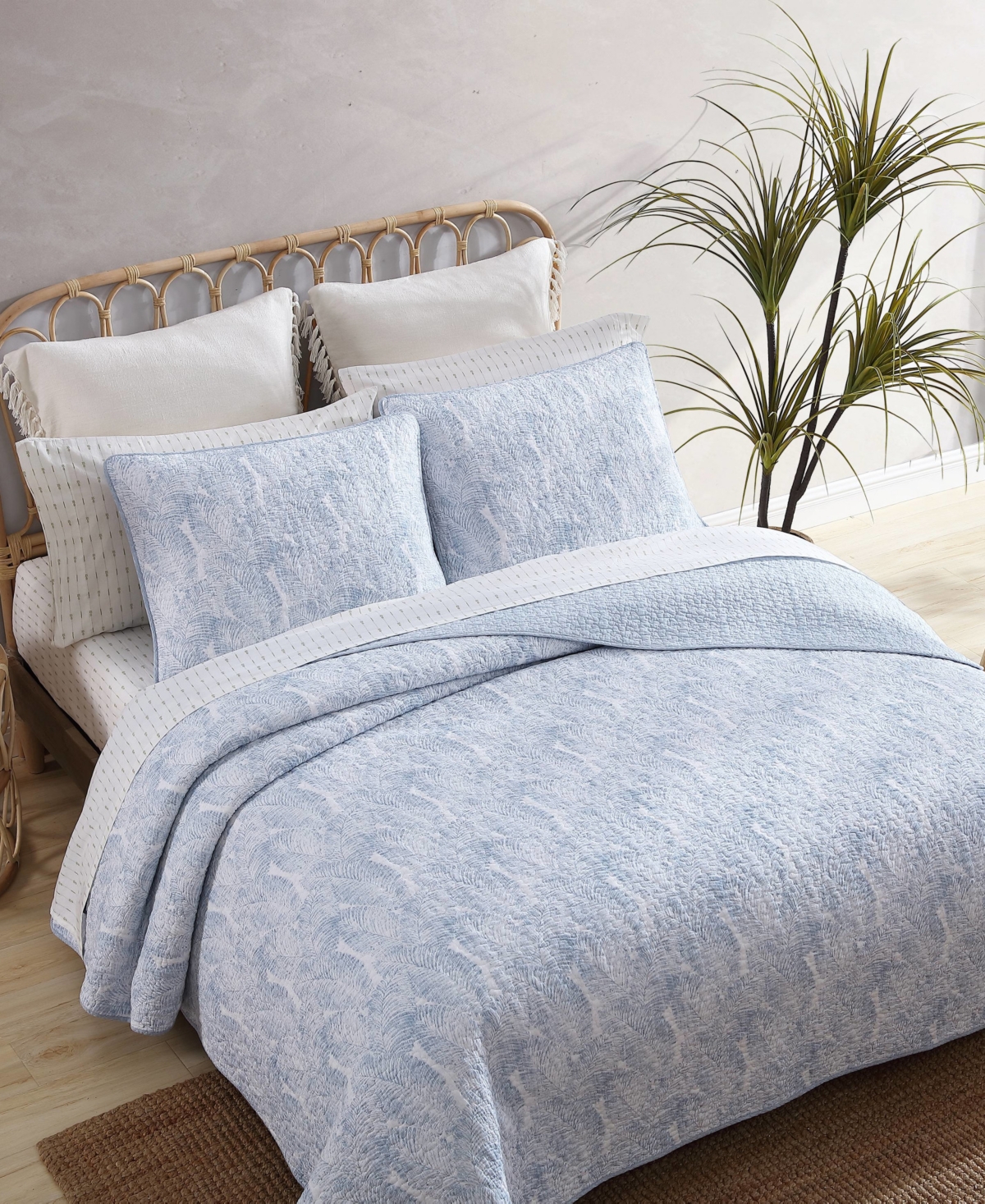 Closeout! Tommy Bahama Home Distressed Water Leaves 3-Pc. Quilt Set