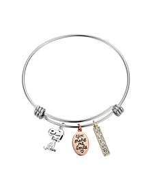 Tri-Tone Snoopy "You Make Me Smile" Stainless Steel Adjustable Bangle