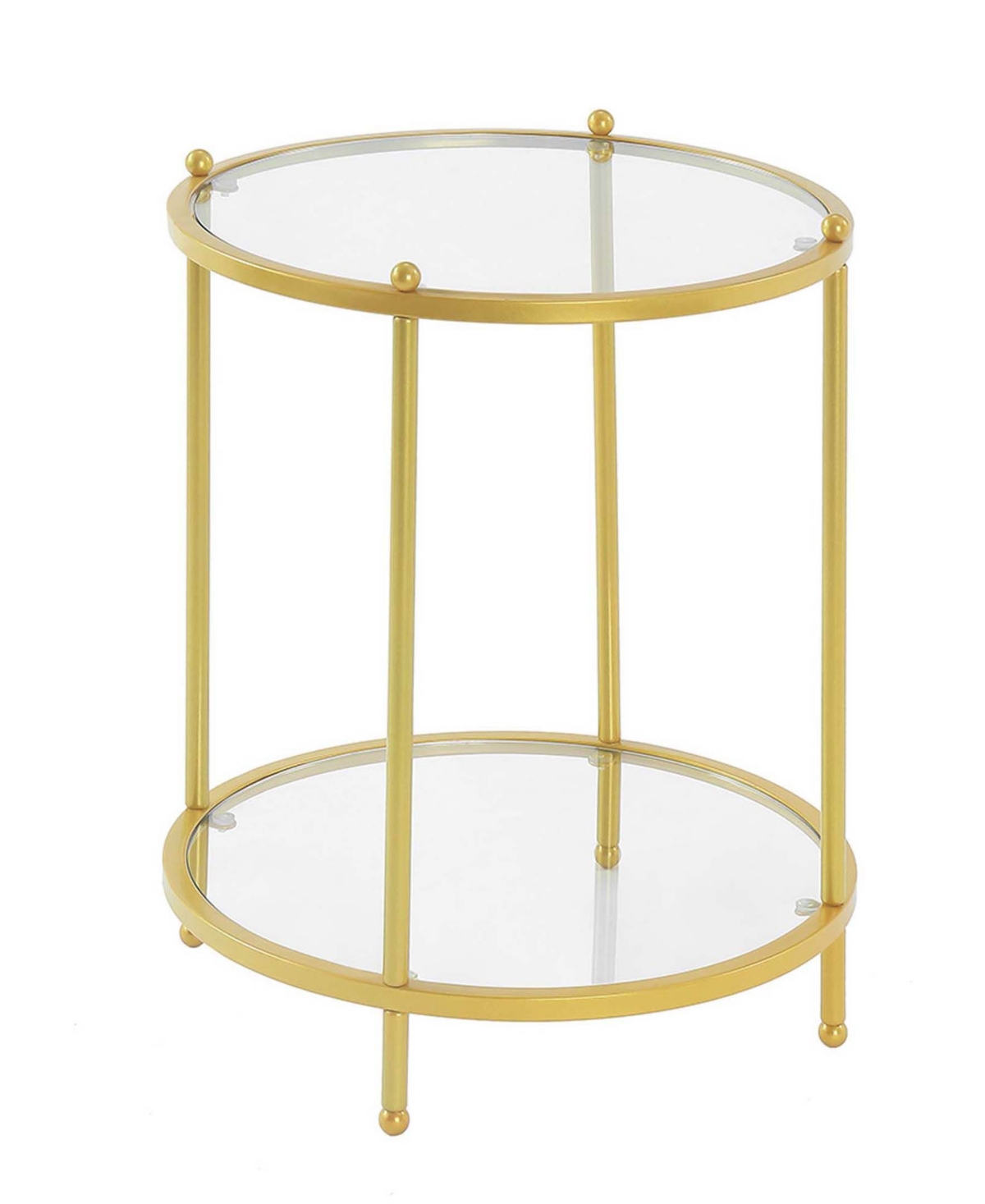 Shop Convenience Concepts Royal Crest 2 Tier Round Glass End Table With Shelf In Clear Glass,gold-tone