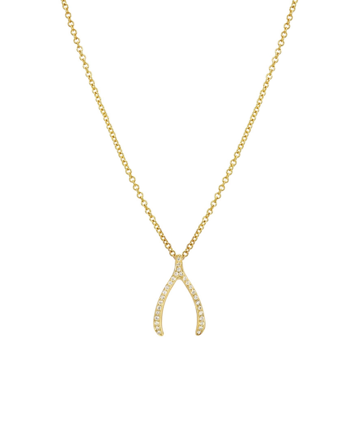 Diamond 14K Gold Wishbone Necklace - Gold
