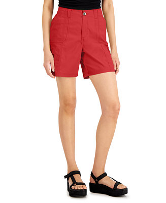 Womens Plus Mid-Rise Zipper Cargo Shorts Style & Co