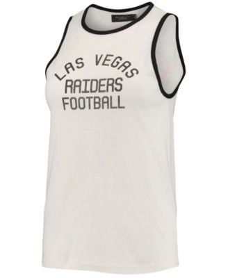 Women's  White and Black Las Vegas Raiders Throwback Pop Binding Scoop Neck Tank Top