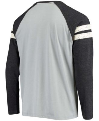 Men's Silver and Black Las Vegas Raiders Throwback League Raglan Long Sleeve Tri-Blend T-shirt