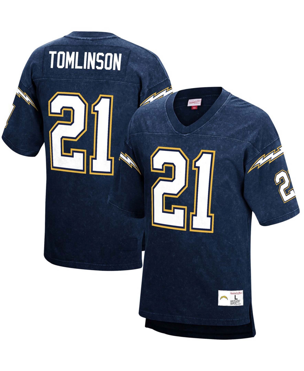 Mitchell & Ness Men's Ladainian Tomlinson Navy San Diego Chargers Retired Player Name And Number Acid Wash Top