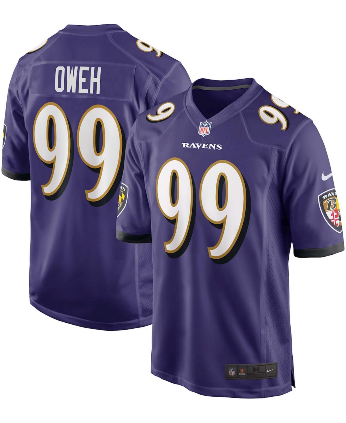 Men's Odafe OwehBaltimore Ravens 2021 Nfl Draft First Round Pick Game Jersey - Purple