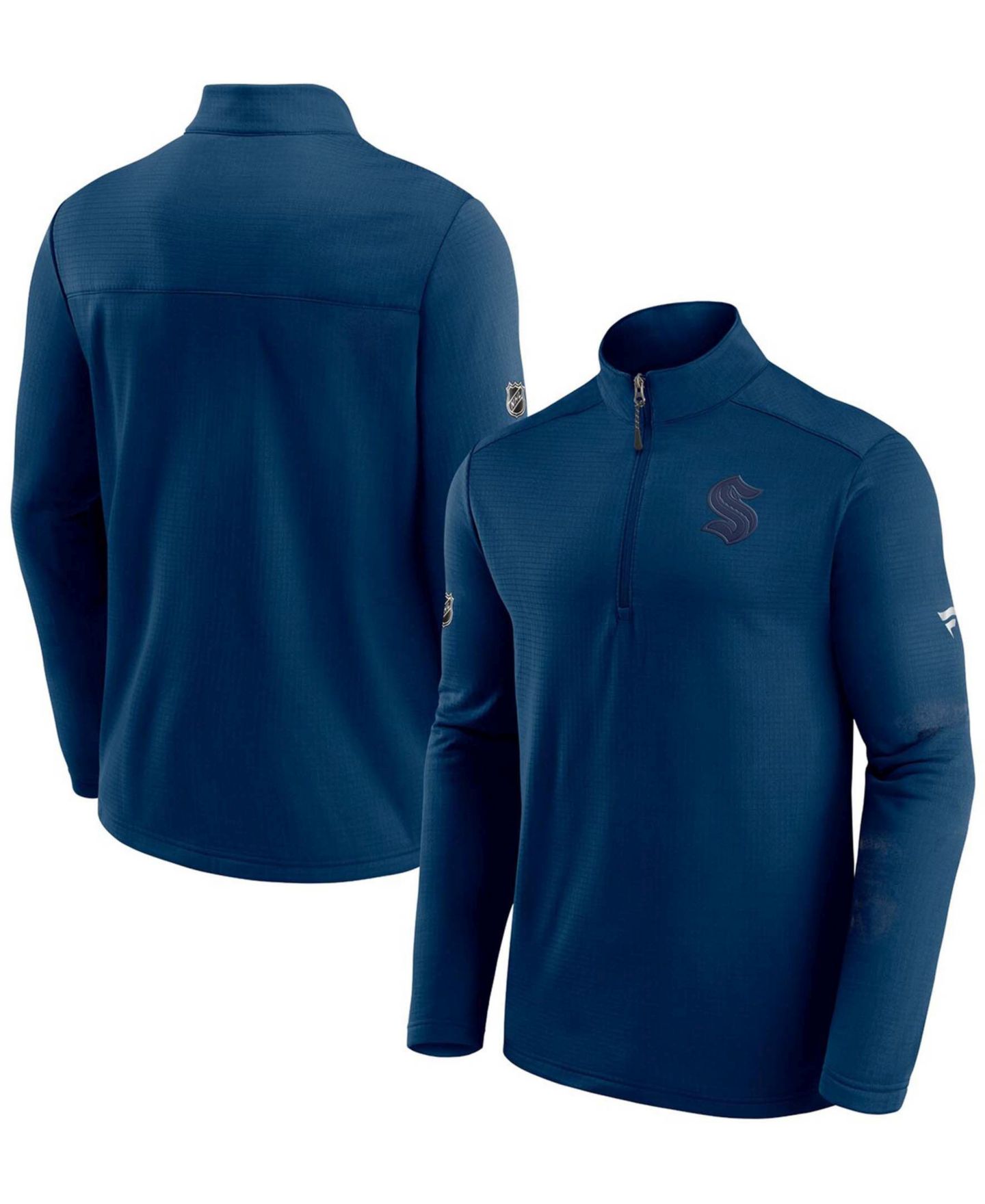 Мужская куртка Fanatics Deep Sea Blue Seattle Kraken Authentic Pro Travel and Training Quarter-Zip — фото 2