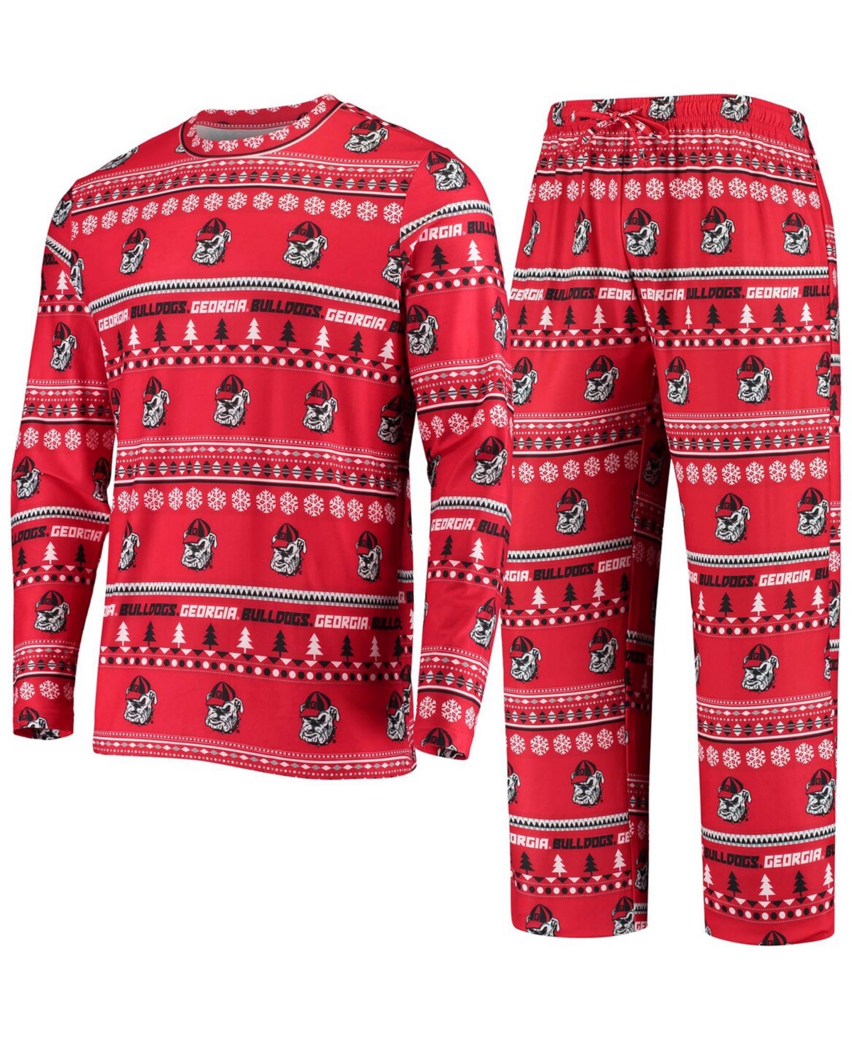 Men's Concepts Sport Red Georgia Bulldogs Ugly Sweater Knit Long Sleeve Top and Pant Set - Red