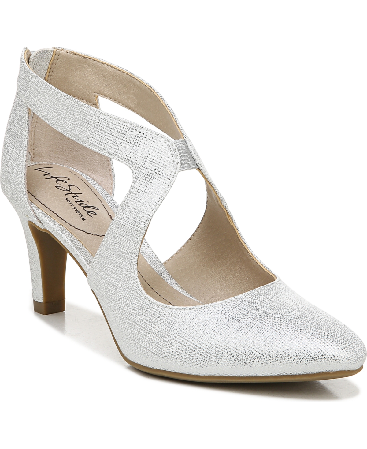 Lifestride Giovanna 2 Womens Comfort Insole Cut-out Pumps In Silver