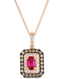 Passion Ruby (1/2 ct. t.w.) & Diamond (1/2 ct. t.w.) Halo 18" Pendant Necklace in 14k Rose Gold