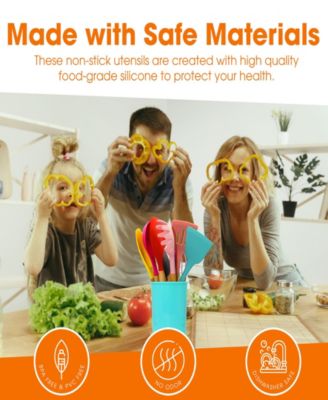 Silicone Spatula with Wooden Handles Set, 12 Pieces