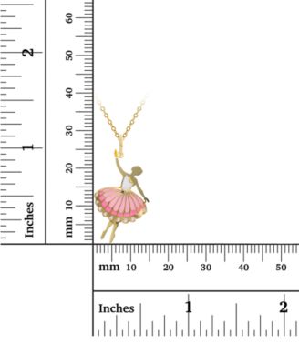 Enamel Ballerina 18" Pendant Necklace in 14k Gold