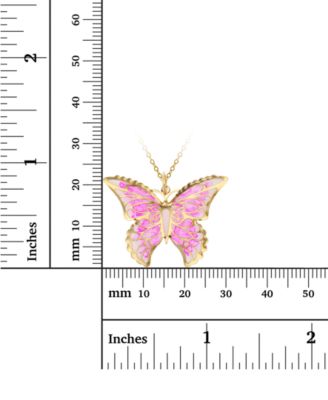 Enamel Ombr&eacute; Butterfly 18" Pendant Necklace in 14k Gold