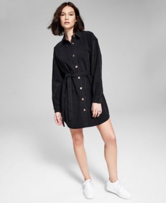 And Now This - Denim Tie Waist Dress