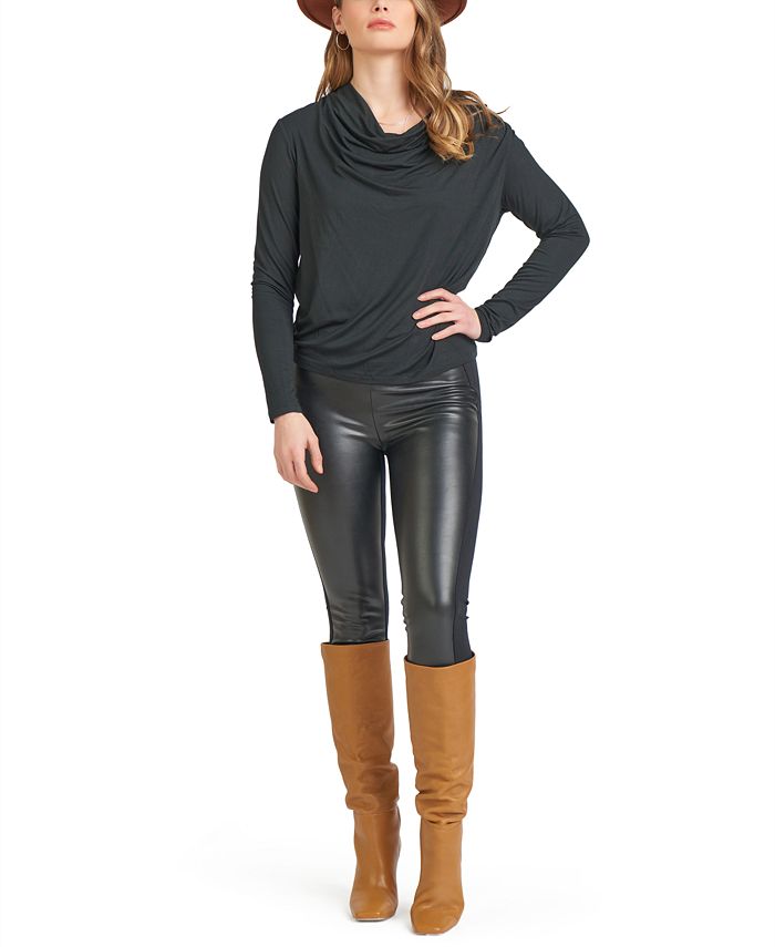 Macy's black leather pants online