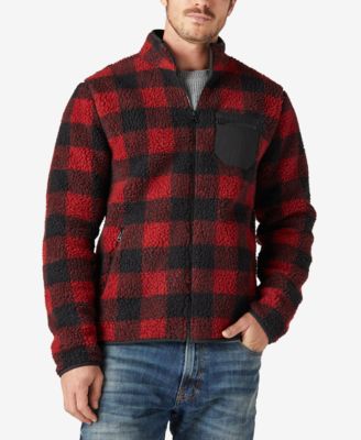 red plaid sherpa jacket men's