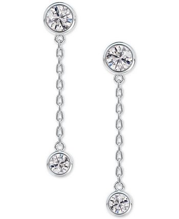 De Beers Forevermark - Diamond Bezel Chain Drop Earrings (3/8 ct. t.w.) in 14k White Gold