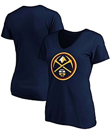 Women's Navy Denver Nuggets Primary Logo Team V-Neck T-shirt