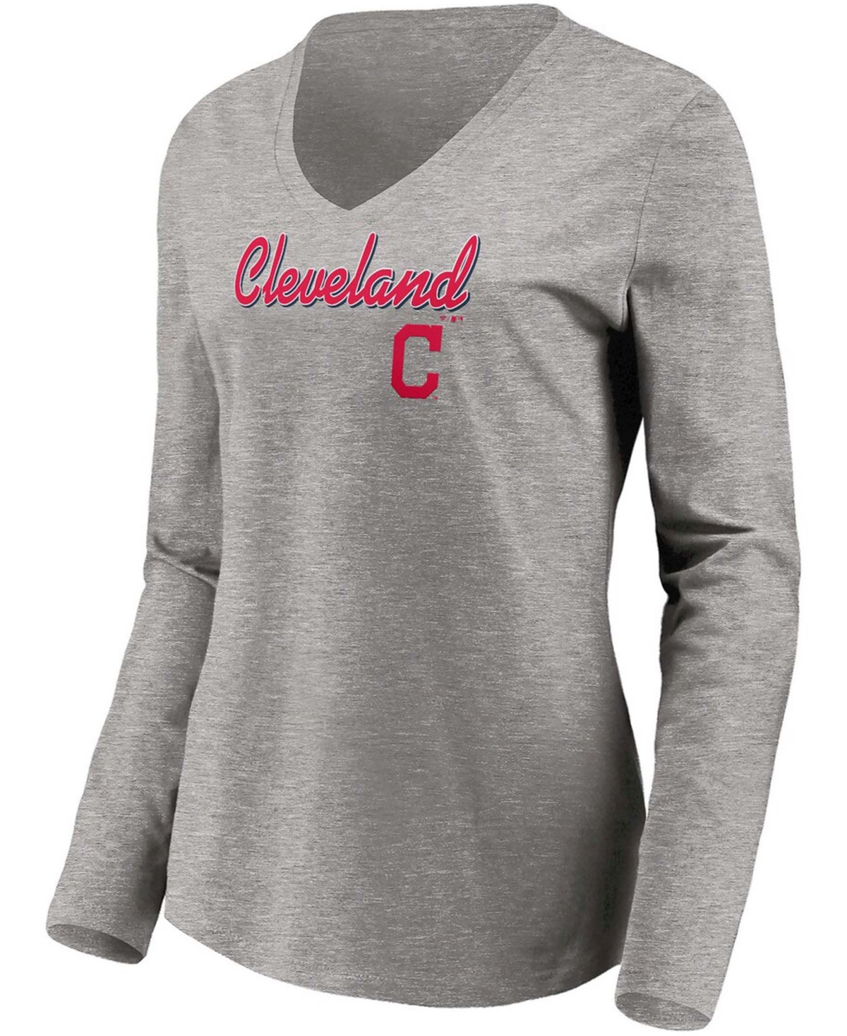 Women's Heathered Gray Cleveland Indians Team V-Neck T-shirt Combo Set - Heathered Gray
