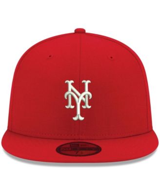 Men's Red New York Mets Logo White 59FIFTY Fitted Hat