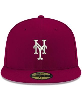 Men's Cardinal New York Mets Logo White 59FIFTY Fitted Hat