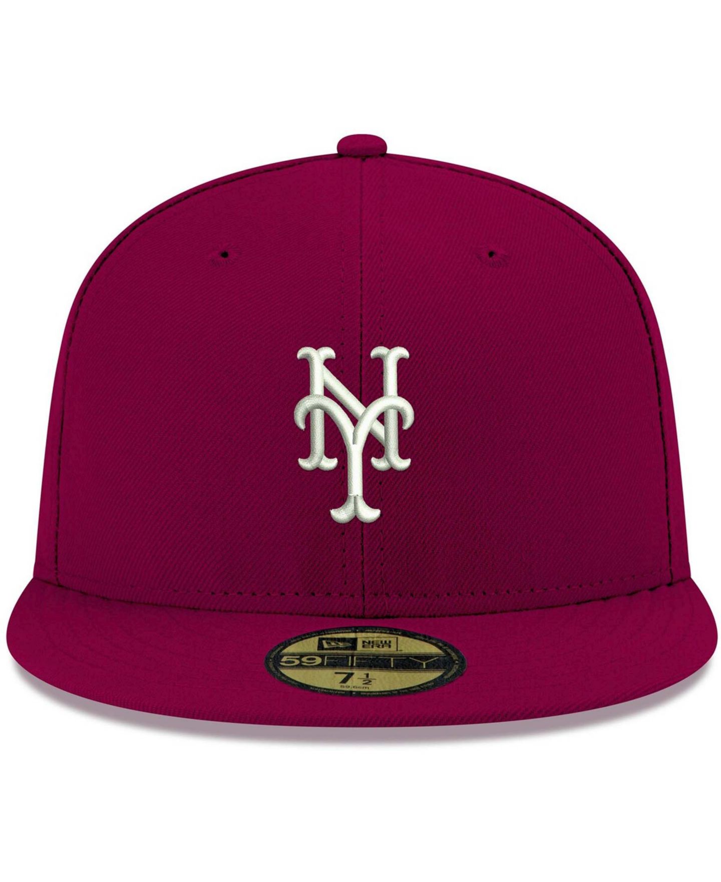 Мужская бейсболка New Era New York Mets Logo 59FIFTY, Cardinal/White — фото 3
