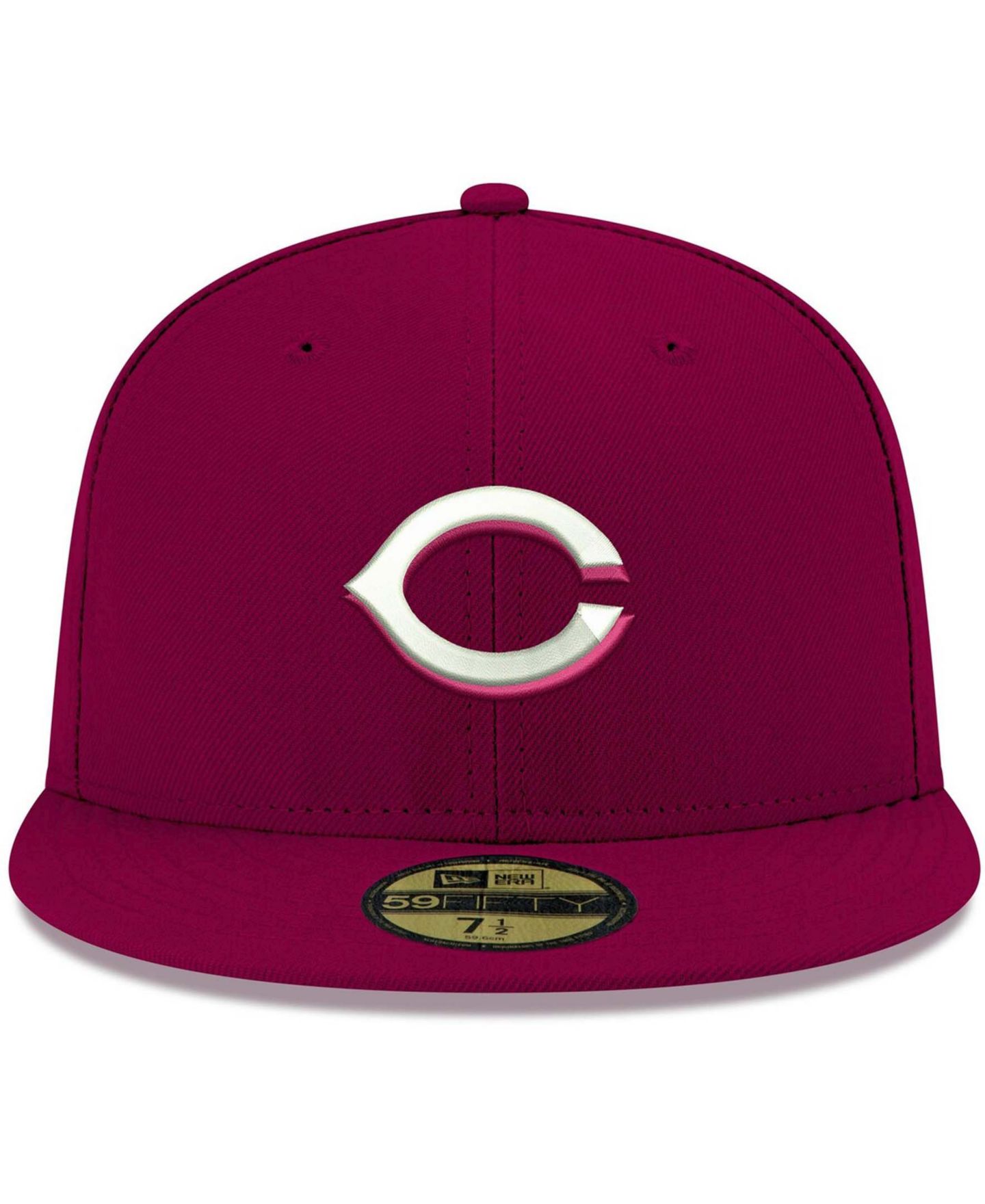 Мужская кепка New Era Cardinal Cincinnati Reds Logo White 59FIFTY Fitted Hat — фото 3