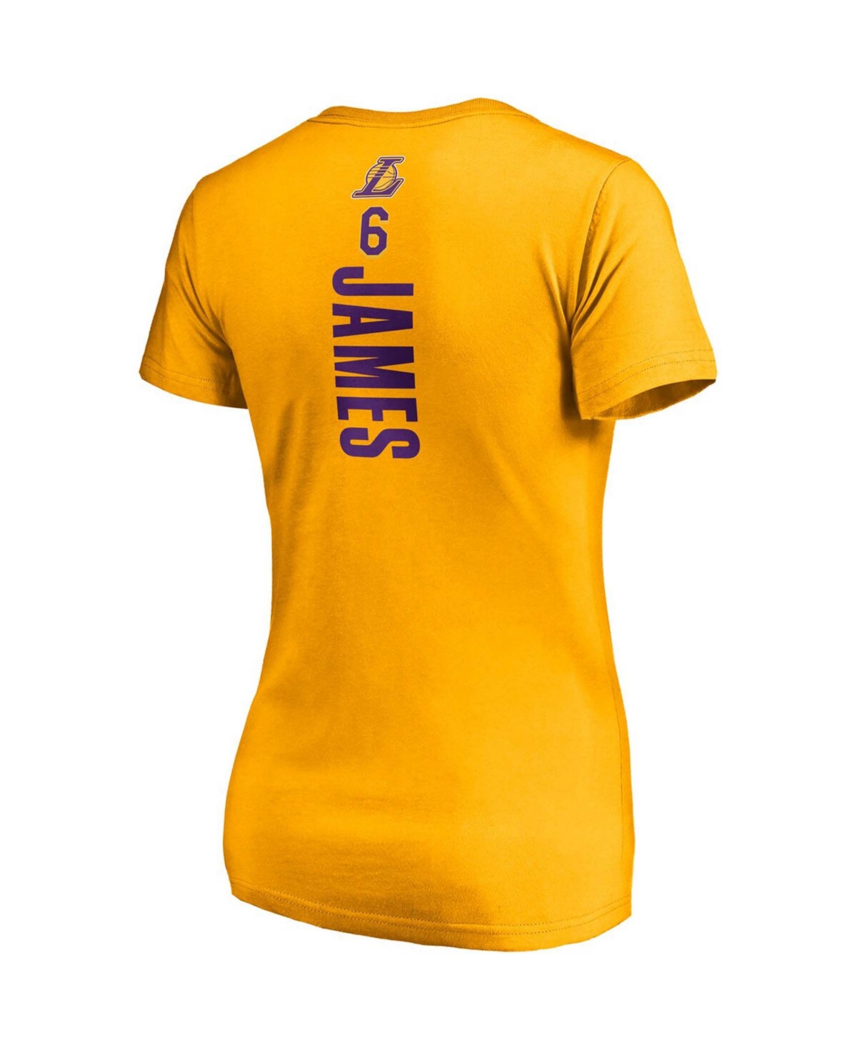 Women's LeBron JamesLos Angeles Lakers Logo Playmaker Name Number V-Neck T-shirt - Gold