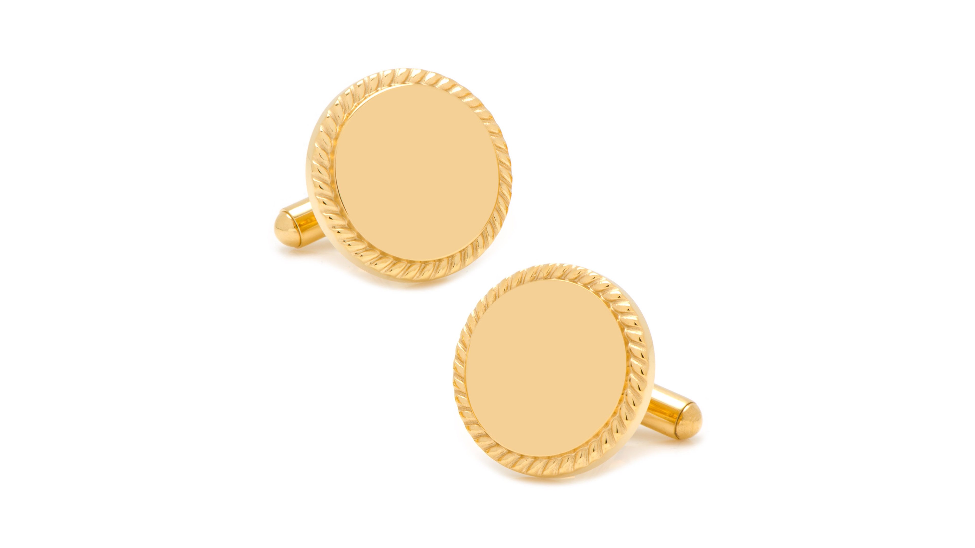 Cufflinks Inc. Ox and Bull Trading Co. Rope Border Round Engravable Cufflinks