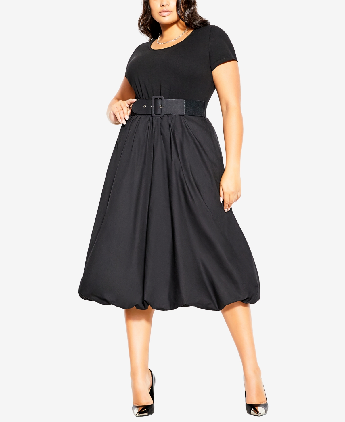 City Chic Trendy Plus Size Paris Days Dress In Black And Pop Pink ...