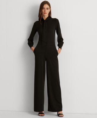 로렌 랄프로렌 점프수트 Lauren Ralph Lauren Jersey Tie-Neck Jumpsuit,Polo Black
