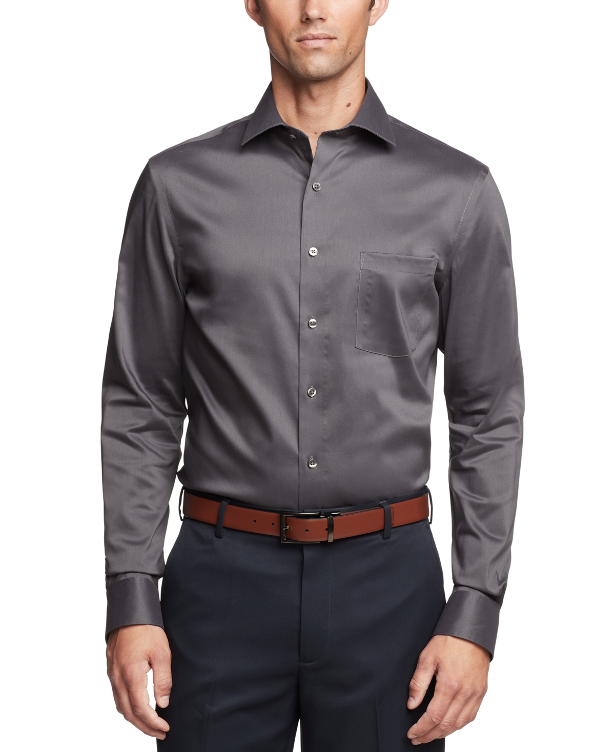 Van Heusen Men's Regular-fit Ultraflex Dress Shirt In Charcoal