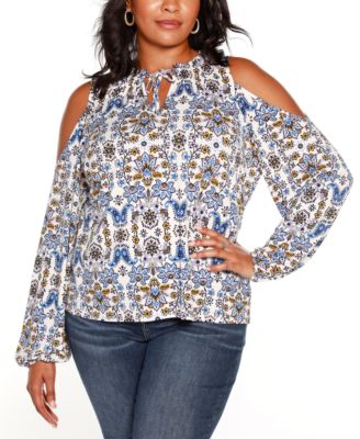 black cold shoulder plus size top