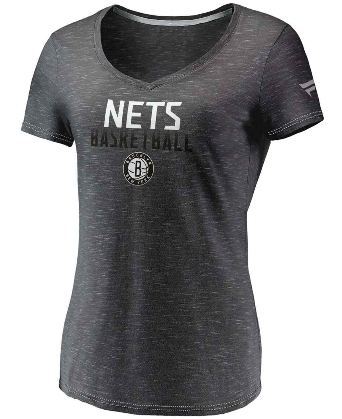 Women'sBrooklyn Nets Double-Fade Space-Dye V-Neck T-shirt - Charcoal