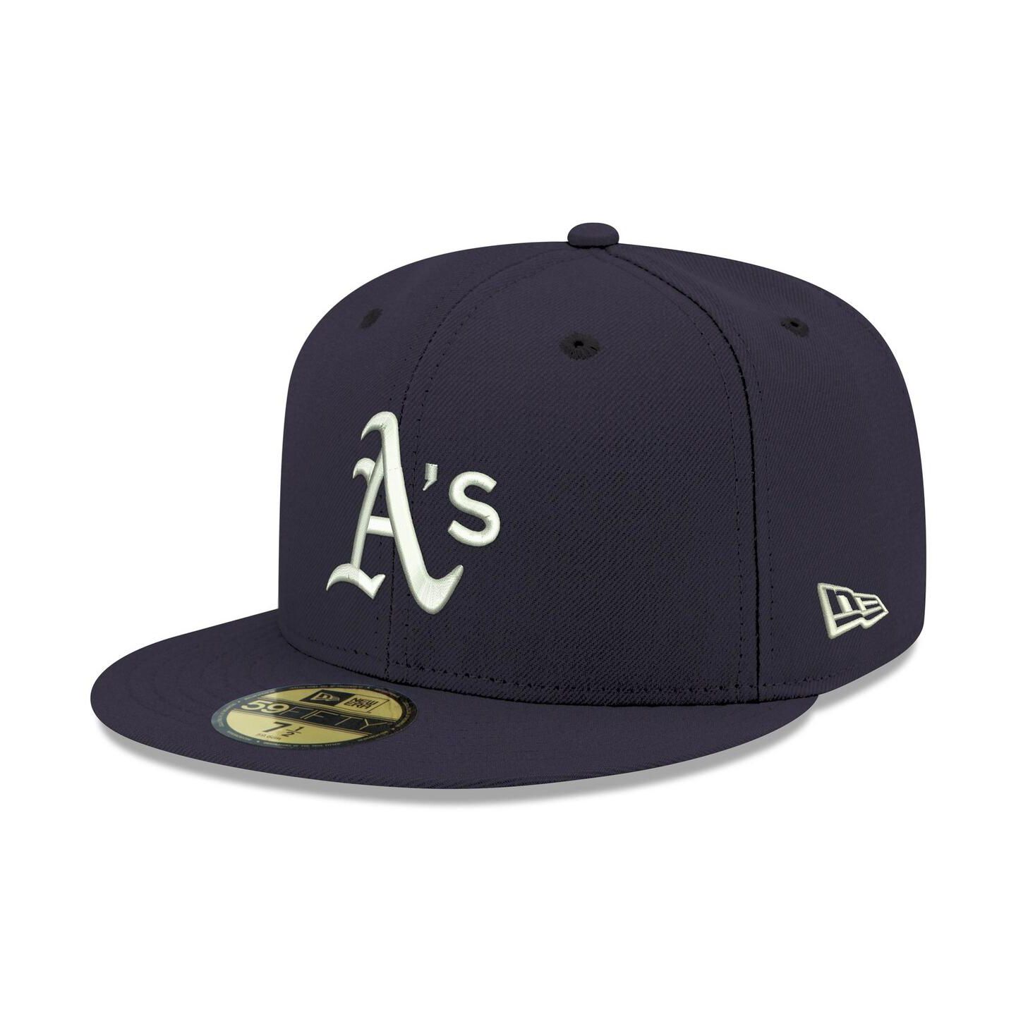 Мужская кепка New Era Navy Oakland Athletics Logo White 59FIFTY Fitted Hat — фото 1