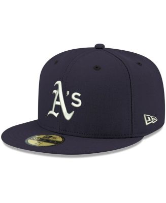 Men's Navy Oakland Athletics Logo White 59FIFTY Fitted Hat - Macy's