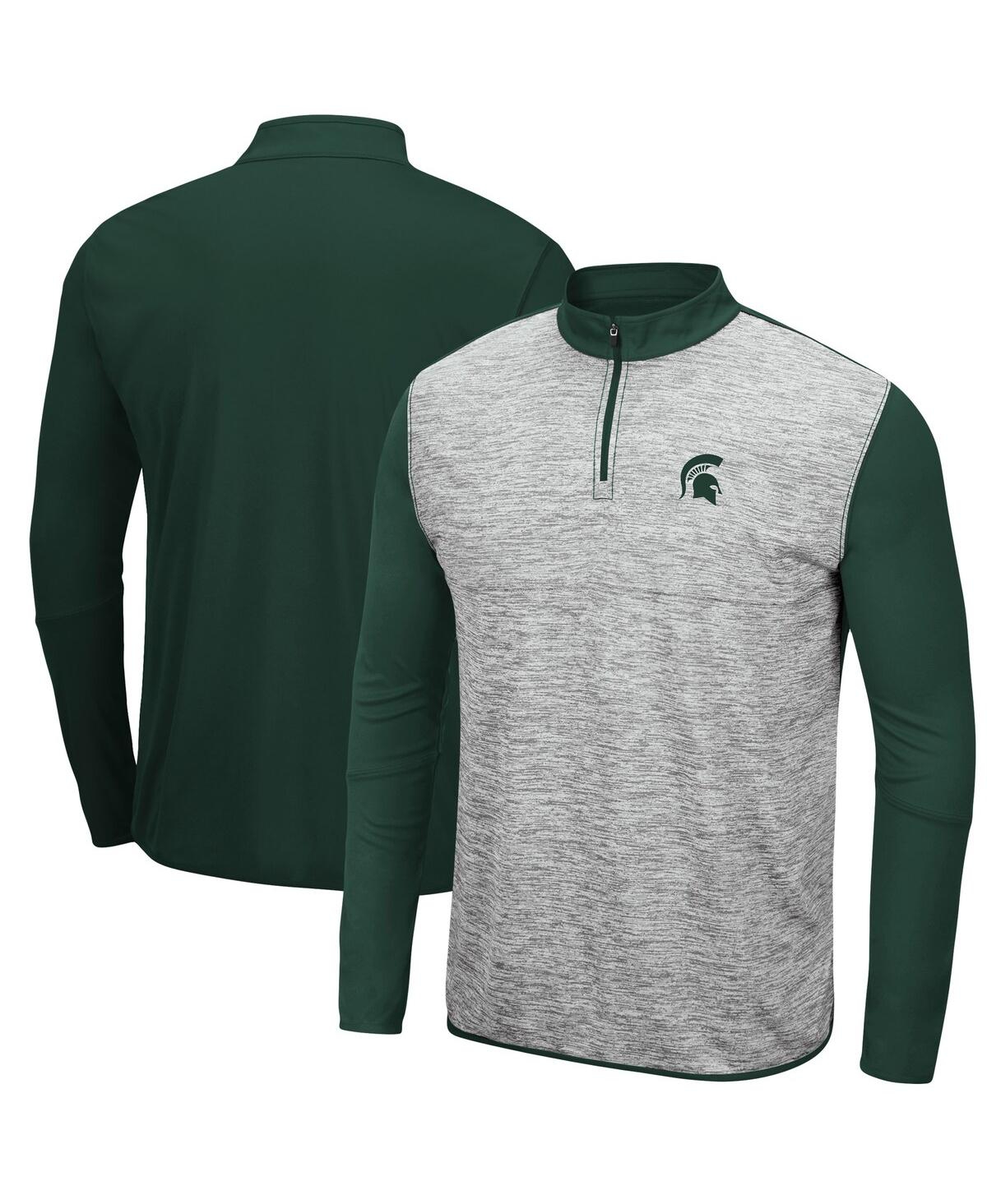 Men's Heathered Gray, Green Michigan State Spartans Prospect Quarter-Zip Jacket - Heathered Gray, Green